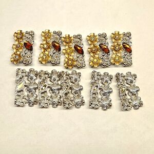 10 Piece Floral Rhinstone Connectors